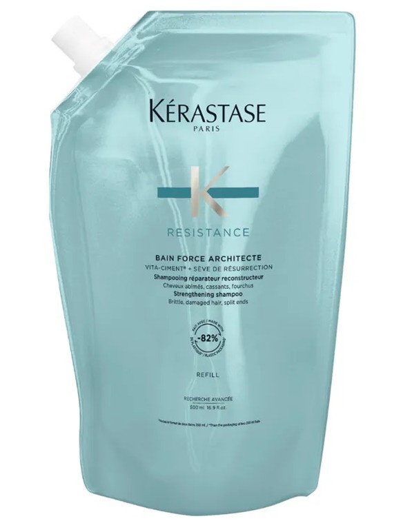 KÉRASTASE Resistance Bain Force Architecte Refill 500ml - šampón pre poškodené vlasy - náhradná náplň