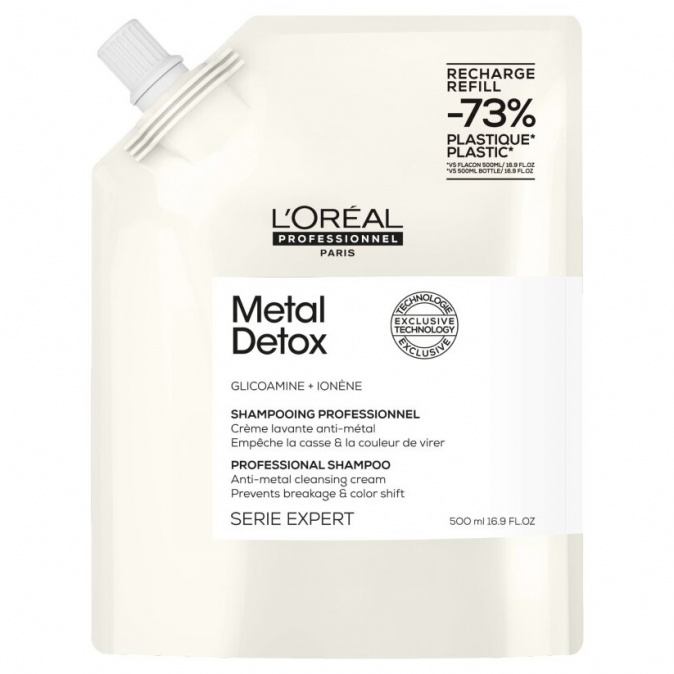 LOREAL Serie Expert Metal Detox Shampoo Refill 500ml - hĺbkovo čistiaci šampón - náhradná náplň