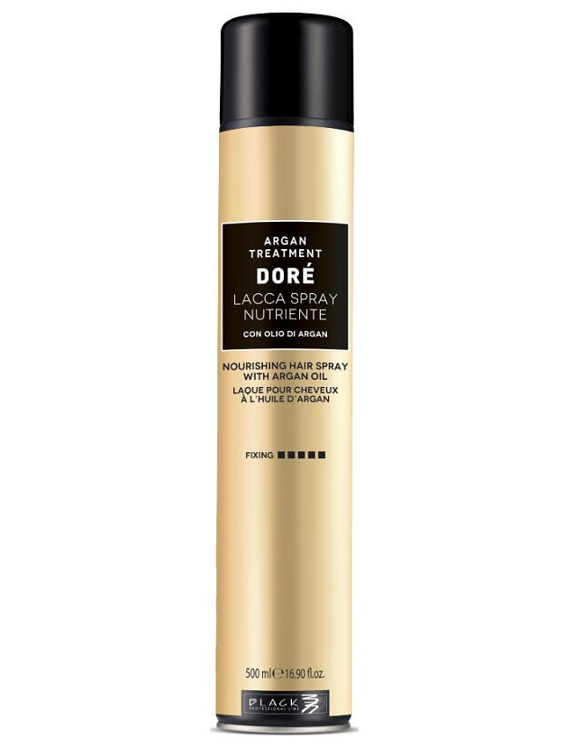 BLACK Doré Argan Hair Spray 500ml - výživný lak na vlasy so silnou fixáciou