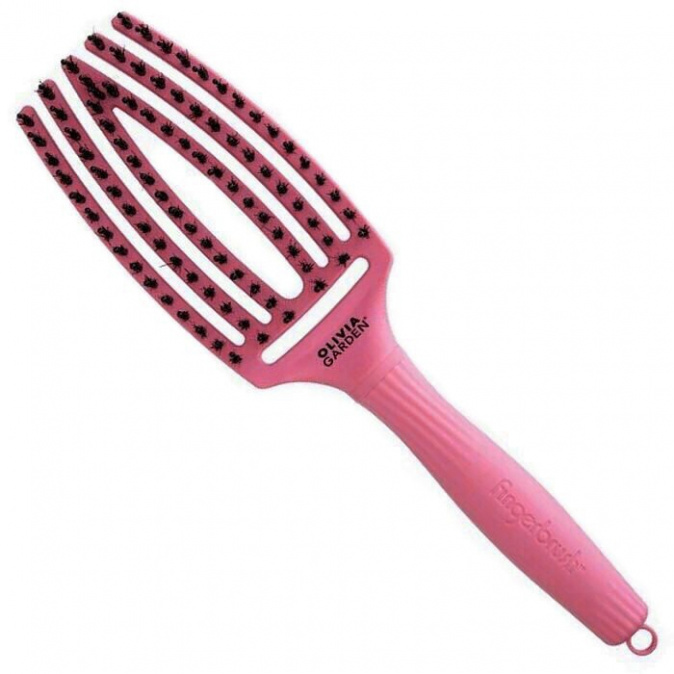 OLIVIA GARDEN FB1PC-HP Fingerbrush Combo Medium Hot Pink - Profesionálna kefa s diviačími štetinami