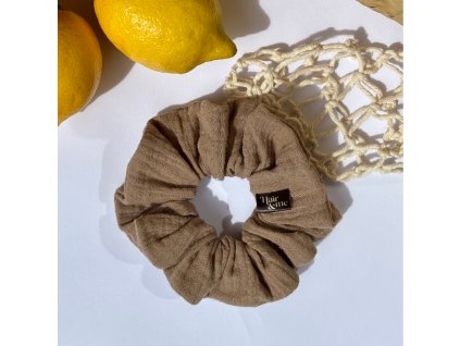 Mušelínová scrunchie TAUPE