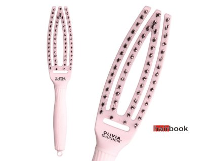 Olivia Garden Finger Brush Combo Small Pastel Pink szczotka do rozczesywania wlosow i masazu wlosie dzika rozowa rozmiar S