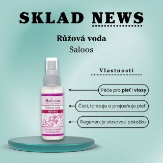 🔥 Sklad News 📦 Náš sklad se opět rozšiřuje o nové kousky!🧴Nyní o růžovou vodu od Saloos! Přírodní péče z čerstvých...