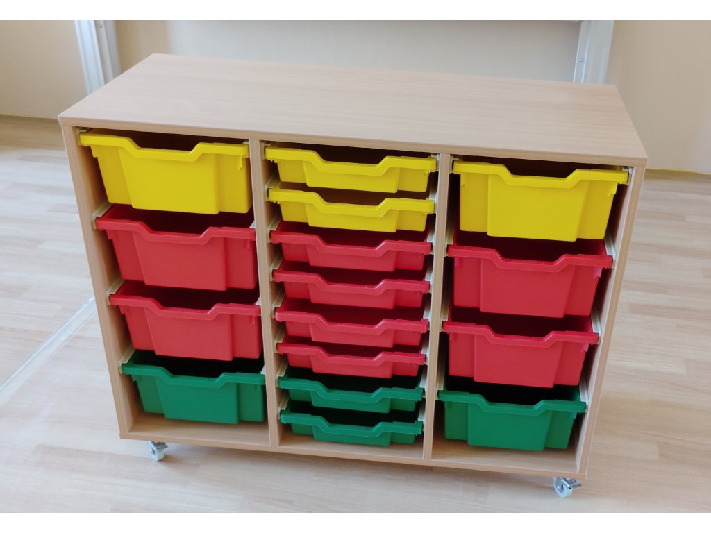 Skříňka na kontejnery Gratnells 80 x 100 x 45 cm, pojízdná 1