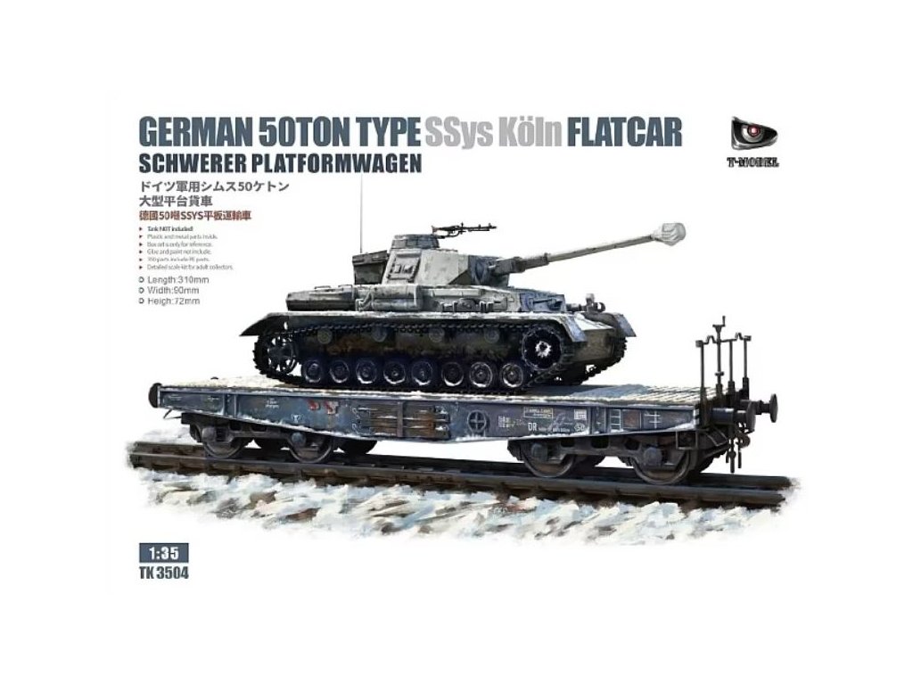 TK3504 German 50 ton Type SSys Köln Flatcar (Schwerer Platformwagen)