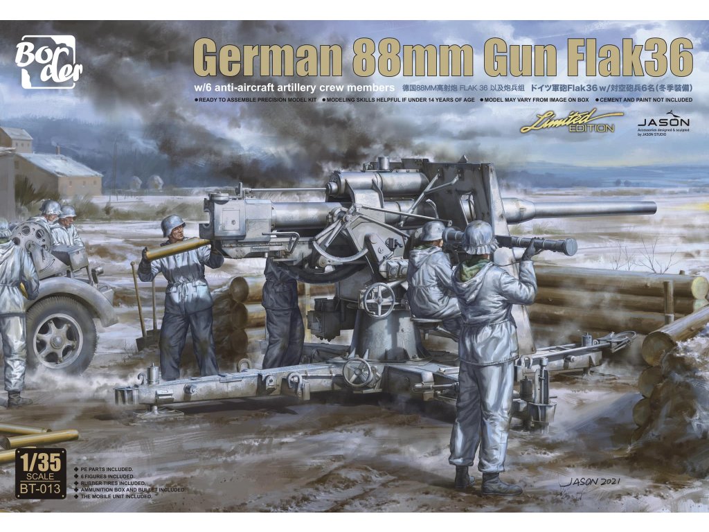 BT 013 German 88mm Gun Flak36 w 6 anti aircraft artillery crew members