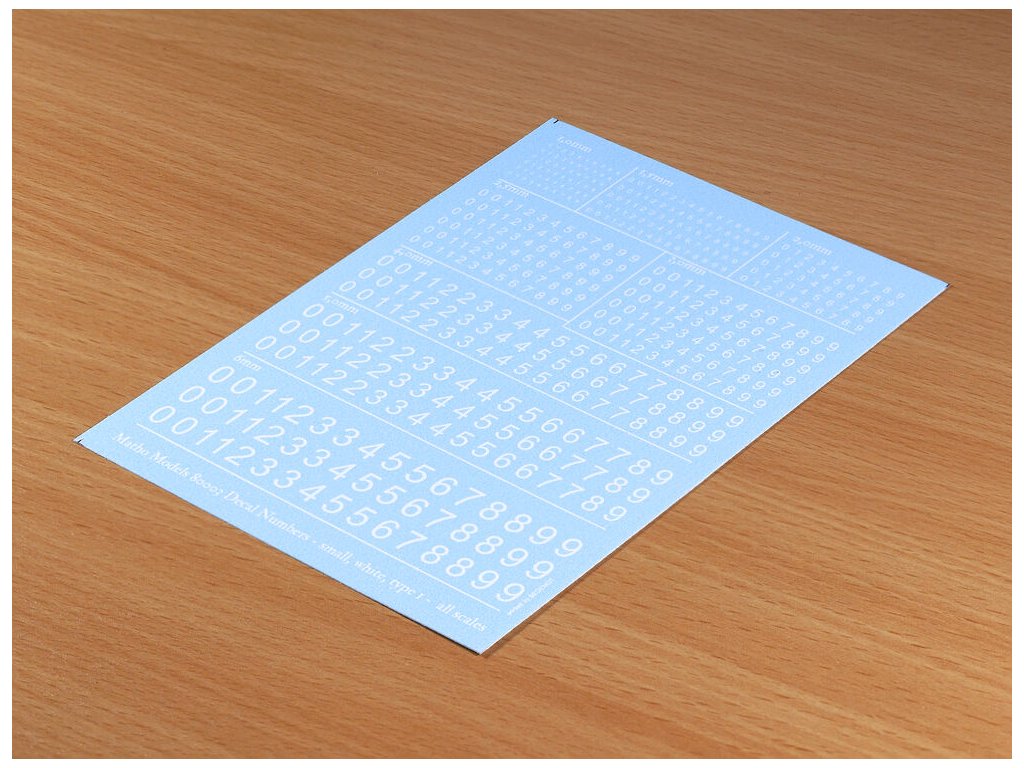 Decal Numbers - small, white, type 1