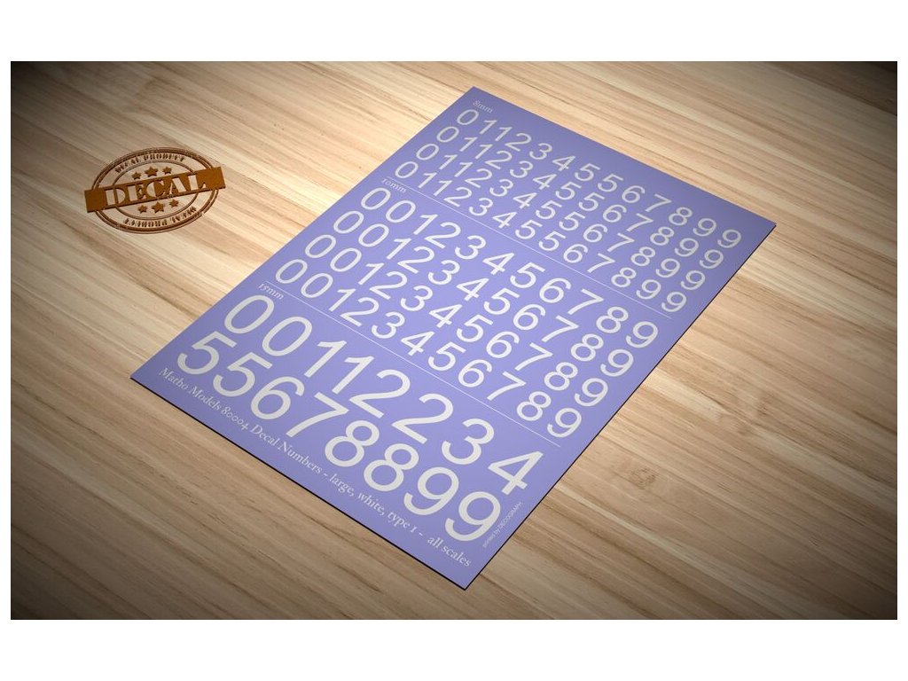 Decal Numbers - large, white, type 1
