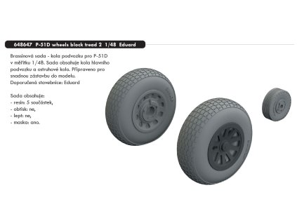648647 P 51D wheels block tread 2 1 48 Eduard