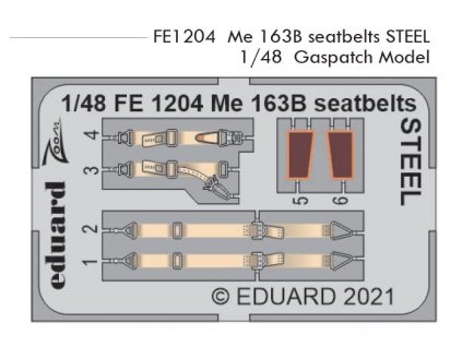 FE1204 Me 163B seatbelts STEEL 1 48 Gaspatch