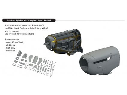 648640 Spitfire Mk.V engine 1 48 Eduard