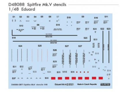 D48088 Spitfire Mk.V stencils 1 48 Eduard