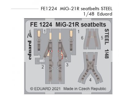 FE1224 MiG 21R seatbelts STEEL 1 48 Eduard