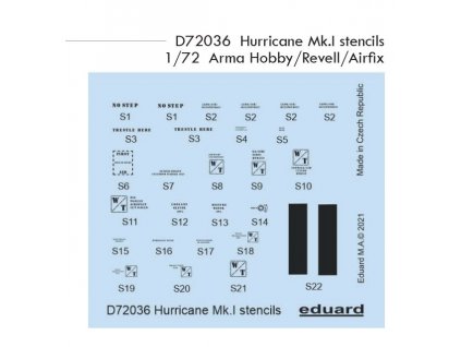 D72036 Hurricane Mk.I stencils 1 72 Arma Hobby Revell Airfix