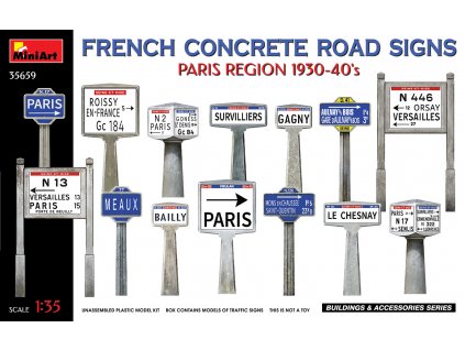 1/35 French Concrete Road Signs 1930-40's. Paris Region
