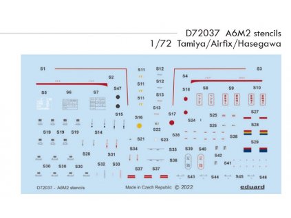 D72037 A6M2 stencils Tamiya Airfix Hasegawa 1 72