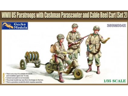 35GM0042 WWII US Paratroops with Cushman Parascooter and cable reel cart (Set 2)