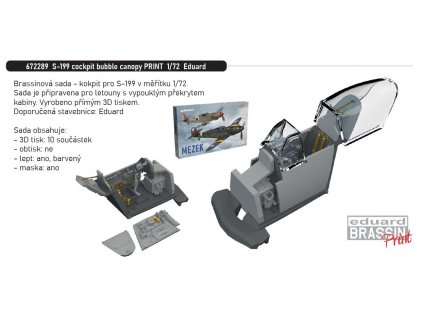 672289 S 199 cockpit bubble canopy PRINT 1 72 Eduard