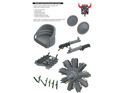 SIN64889 Sopwith Camel Clerget engine 1 48 Eduard
