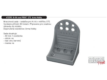 672295 Ki 84 seat PRINT 1 72 Arma Hobby