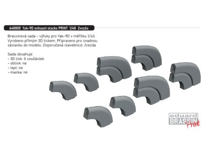648805 Yak 9D exhaust stacks PRINT 1 48 Zvezda