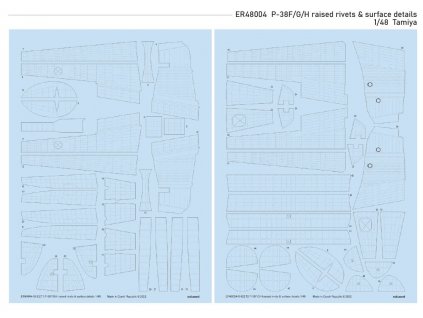 ER48004 P 38F G H raised rivets & surface details Tamiya 1 48