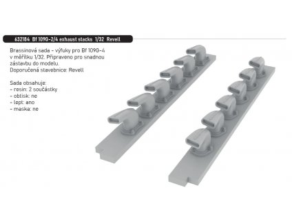 632184 Bf 109G 2 4 exhaust stacks 1 32 Revell