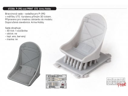 672306 P 39Q seat PRINT 1 72 Arma Hobby