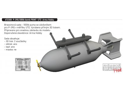 672308 P 39Q 500lb bomb PRINT 1 72 Arma Hobby