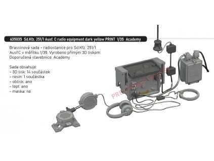 635035 Sd.Kfz. 251 1 Ausf. C radio equipment dark yellow PRINT 1 35 Academy