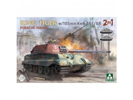 1 35 sd kfz 182 king tiger w 105mm kwk 46l 68 porsche turret 2 in 1 model military kit p22172 93482 image