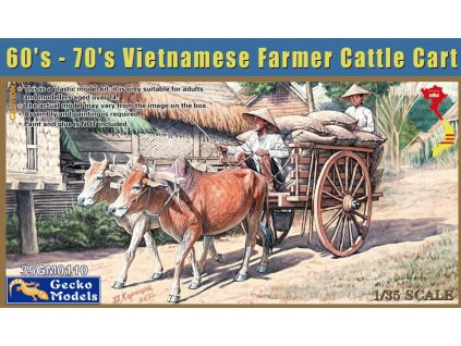 35GM0110 60's 70's Vietnamese Farmer Cattle Cart