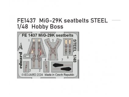 FE1437 MiG 29K seatbelts STEEL 1 48 Hobby Boss