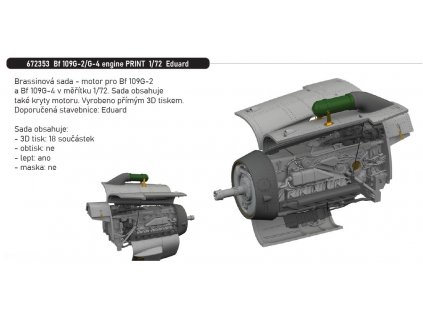672353 Bf 109G 2 G 4 engine PRINT 1 72 Eduard
