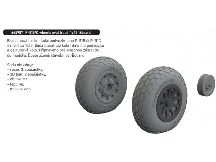 648987 P 51B C wheels oval tread 1 48 Eduard