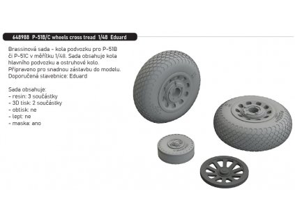 648988 P 51B C wheels cross tread 1 48 Eduard