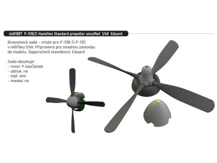 6481007 P 51B C Hamilton Standard propeller uncuffed 1 48 Eduard