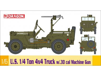 Model Kit military 75050 - 1/6 U.S. 1/4 Ton 4x4 Truck w/.30 cal Machine Gun (1:6)