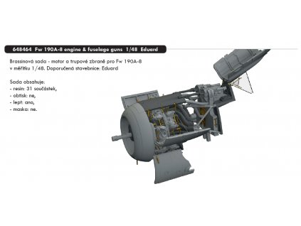 648464 Fw 190A 8 engine & fuselage guns 1 48 Eduard