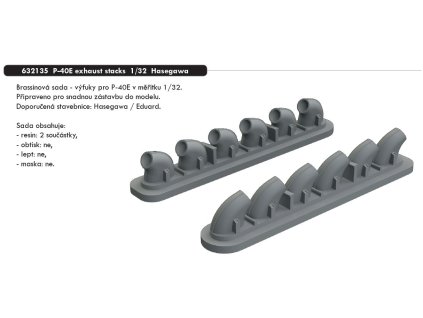 632135 P 40E exhaust stacks 1 32 Hasegawa