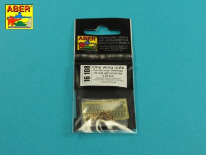 1/16 One wing nuts for German vehicles PE nuts with turned bolt x 26 pcs.