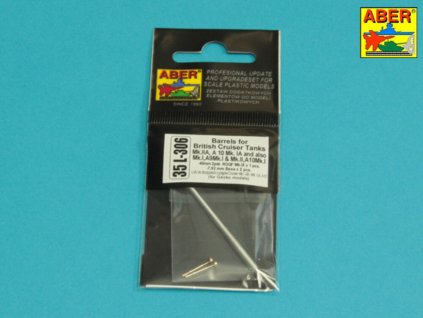 1/35 Barrels for BritishCruiser Tanks Mk.IIA, A10 Mk.IA and also Mk.I A9; 40mm 2pdr. +  2pcs. Besa MG