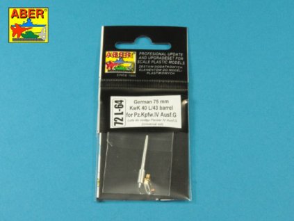 1/72 German 75 mm KwK 40 L/43 barrel for Pz.Kpfw.IV Ausf.G