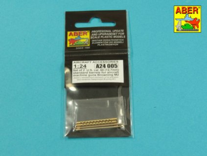 1/24 Set of 2  cal .50 (12,7mm) standard barrels for US aircraft machine guns Browning M2