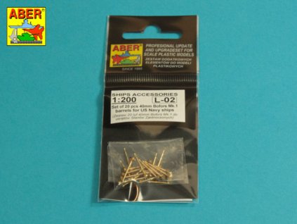 1/200 Set of 20 pcs 40 mm Bofors Mk.1 barrels for US Navy ships