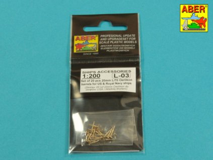 1/200 Set of 20 pcs 20 mm L/70 Oerlikon Mk.10 barrels for US Navy ships