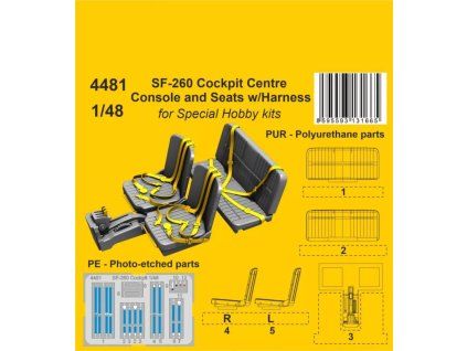 1/48 SF-260 Cockpit Centre Console&Seats w/Harness