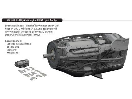 1/48 P-38F/G left engine PRINT (TAMIYA)