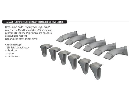 624005 Spitfire Mk.VIII exhaust fishtail PRINT 1 24 Airfix