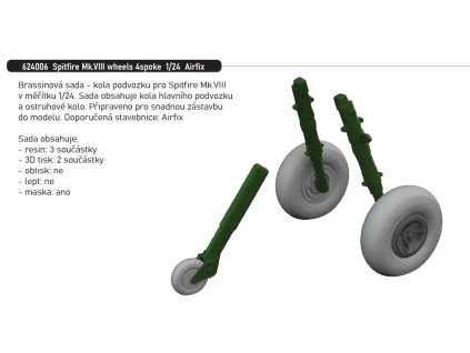 624006 Spitfire Mk.VIII wheels 4spoke 1 24 Airfix
